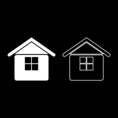 Home set icon white color vector illustration image solid fill outline contour line thin flat style