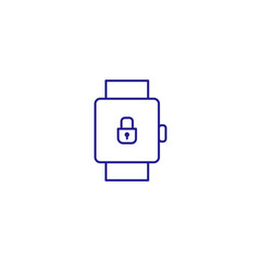 Smartwatch padlock lock technology line icon. Security display protection