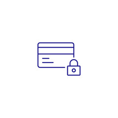 Card credit lock line icon. Payment fraud safety secured