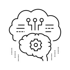 thinking system line icon vector illustration