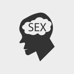 Sex thinking vector icon solid grey
