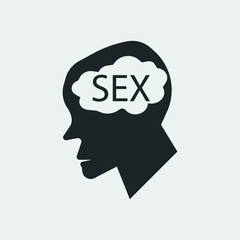 Sex thinking vector icon solid grey