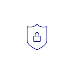 Lock security privacy shield line icon. Cyber software padlock 