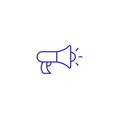 Announce megaphone bullhorn line icon. Noise speaker siren