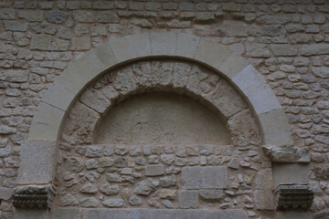 Capestrano - Abruzzo - Abbey of San Pietro ad Oratorium - Detail of the lunette of the secondary...