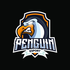 Pinguin tactical mascot design, Emblem design for esports team. Vector illustration.