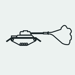 Tank bombing vector icon solid grey
