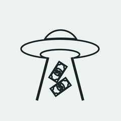 Ufo money vector icon solid grey