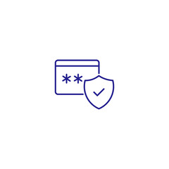 Fraud account card bank protection line icon. Online shopping finance security