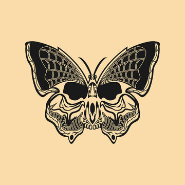 Butterfly with skull concept design vector