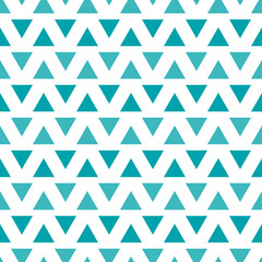White seamless pattern with blue triangles.