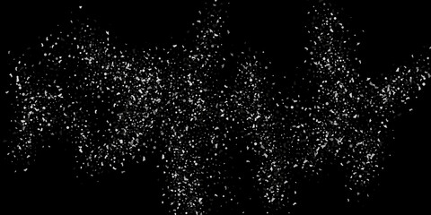 Silver confetti point on a black background. Luxury festive background. Silver grainy abstract texture overflows against a black background. Element of design. Vector illustration, EPS 10.