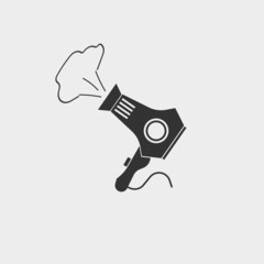 Hair dryer vector icon solid grey