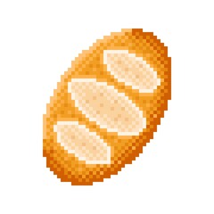 Breakfast is bread pixel art. Vector pixel art. Bakery picture.