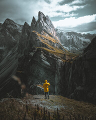 hiker in the mountains - obrazy, fototapety, plakaty