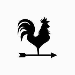Rooster with arrow icon vector. Rooster weather vane sign. Windvane rooster vector sign.