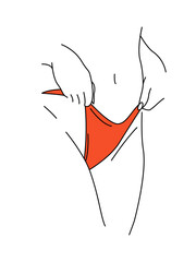 Woman in red panties vector sketch.