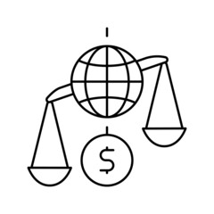 financial crisis world scale line icon vector illustration