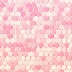Pink and cream hexagon texture background. 3d rendering. Hexagon brick wall.	
