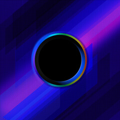 Blue spotlit perforated metal plate with the abstract black circle