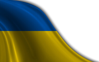 Flag of Ukraine waving in the wind on a white background