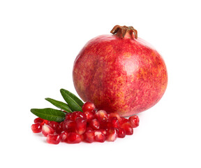 Tasty ripe pomegranate on white background