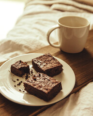 chocolate cake with coffee