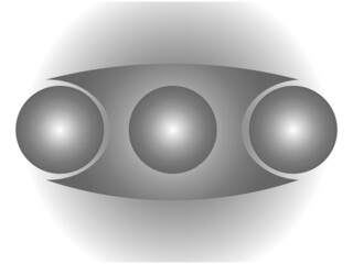 Grafika wektorowa przedstawiająca szary obiekt o nieregularnych kształtach powstały w wyniku przekształceń koła i prostokąta.