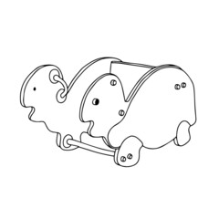 Beautiful black hand-drawn vector illustration of a wooden turtle swing isolated on a white background