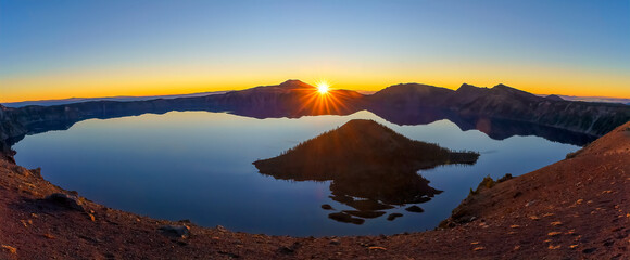 Crater Lake National Park Oregon at sunrise
