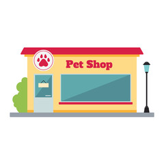 Isolated front view pet shop building Vector
