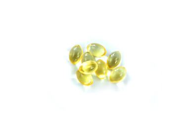 Supplements and vitamins isolate on white background. Selective focus.