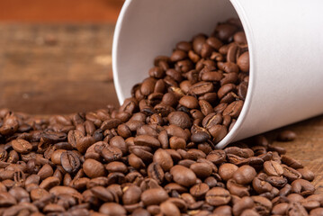 coffee beans and cup