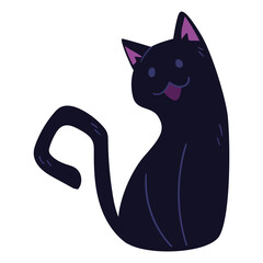 Isolated cute black cat image Vector