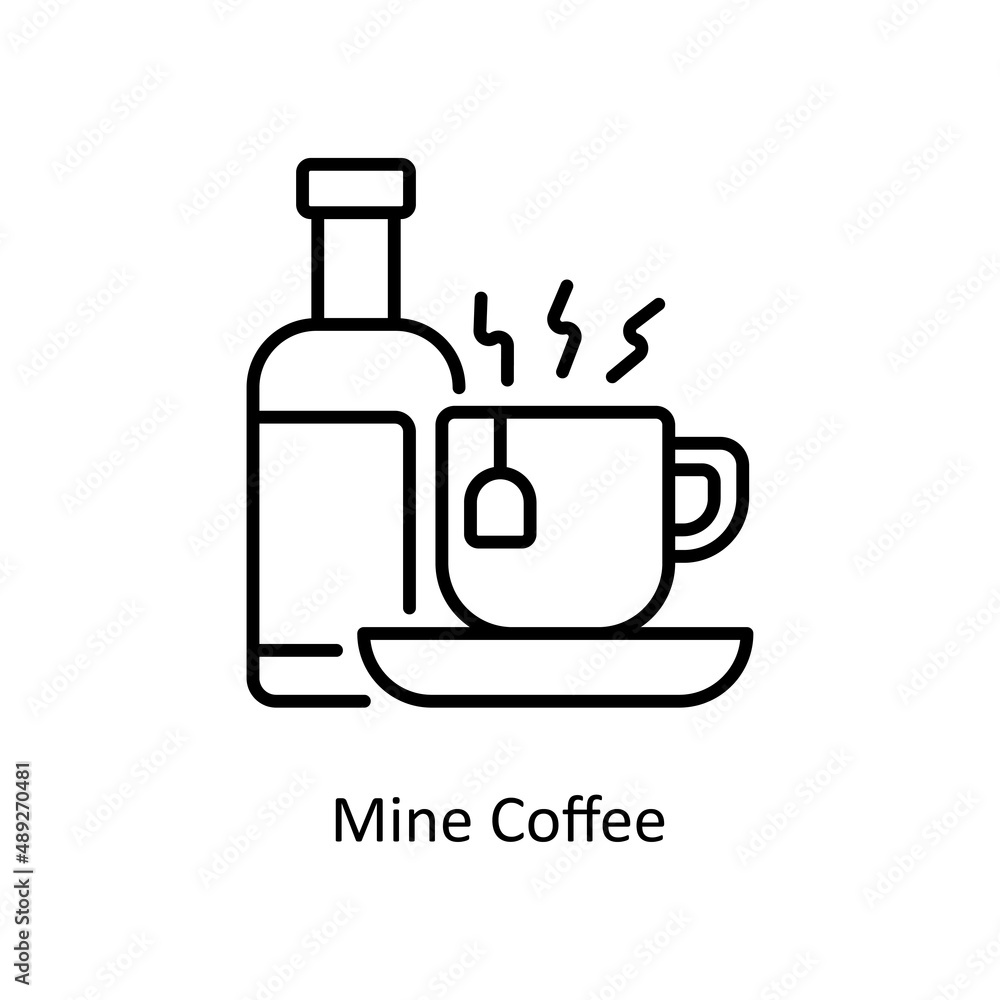 Poster mine coffee vector outline icon for web isolated on white background eps 10 file