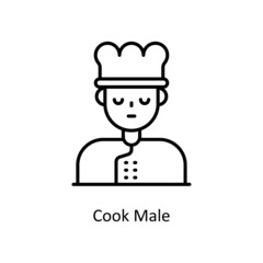 Cook Male vector outline icon for web isolated on white background EPS 10 file