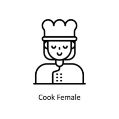 Cook Female vector outline icon for web isolated on white background EPS 10 file