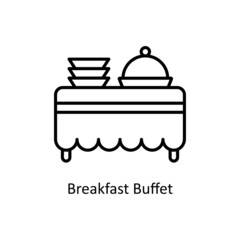 Breakfast Buffet vector outline icon for web isolated on white background EPS 10 file