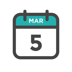 March 5 Calendar Day or Calender Date for Deadlines or Appointment