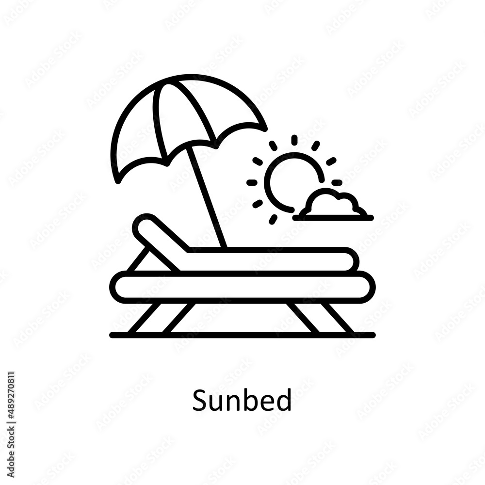 Poster Sunbed vector outline icon for web isolated on white background EPS 10 file