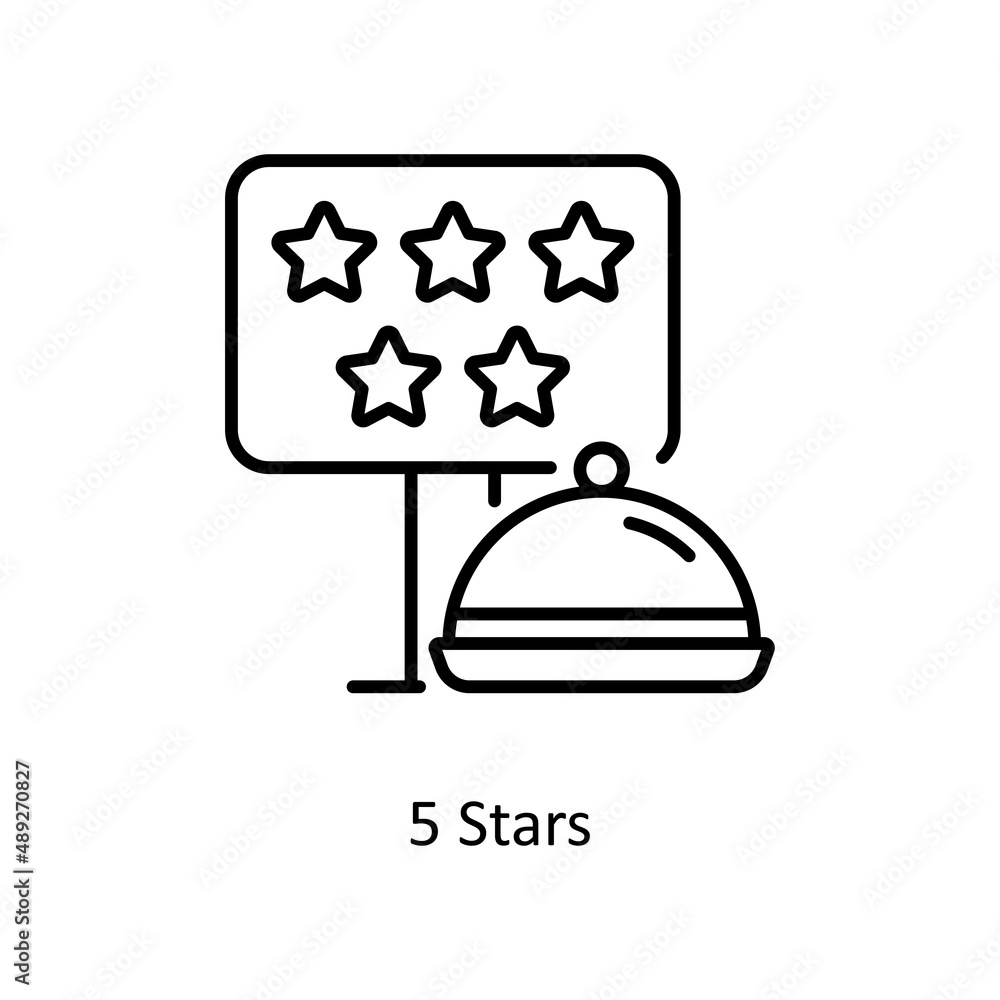 Poster five stars vector outline icon for web isolated on white background eps 10 file