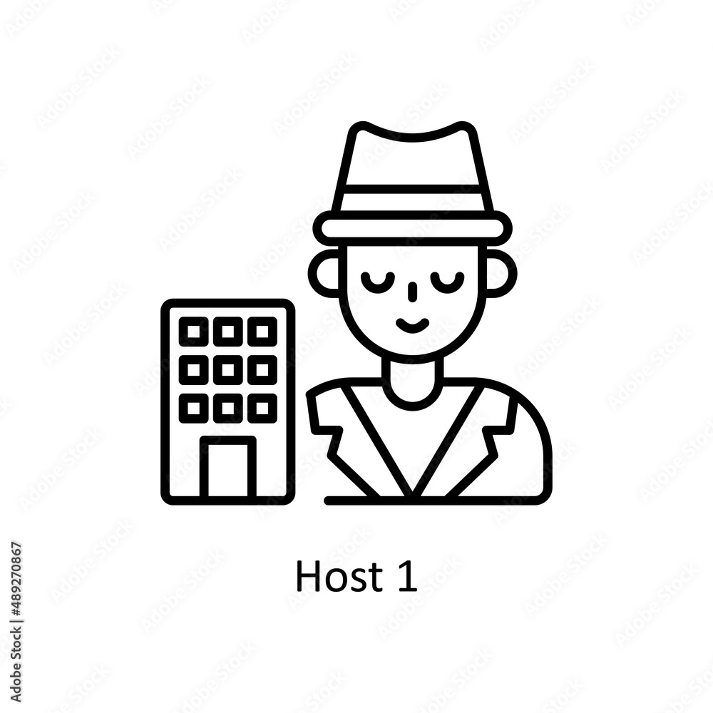 Poster host 1 vector outline icon for web isolated on white background eps 10 file