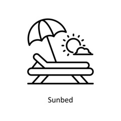 Sunbed vector outline icon for web isolated on white background EPS 10 file