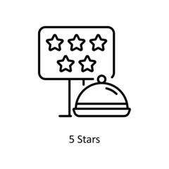 Five Stars vector outline icon for web isolated on white background EPS 10 file