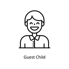 Guest Child  vector outline icon for web isolated on white background EPS 10 file