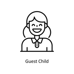 Guest Child vector outline icon for web isolated on white background EPS 10 file