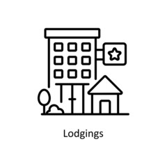 Lodgings vector outline icon for web isolated on white background EPS 10 file