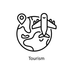 Tourism vector outline icon for web isolated on white background EPS 10 file