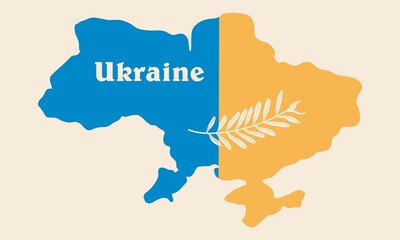 Ukraine. Map of Ukraine. Vector map of European countries. Peace in Ukraine, olive branch, symbol of peace.