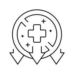 Fototapeta premium illness, poverty problem line icon vector illustration